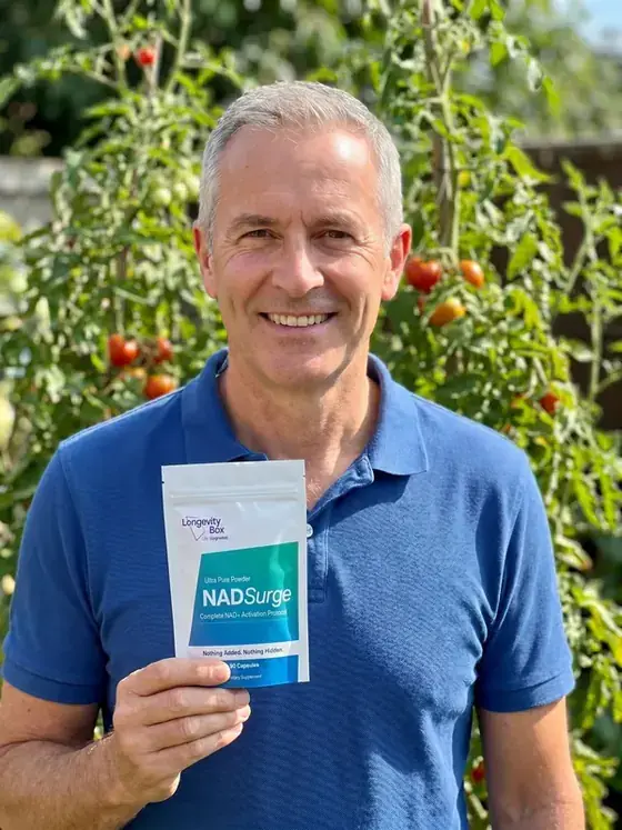 Customer with NAD Surge in the garden